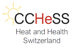 Logo of the CCHeSS study on heat and health in Switzerland (Graphic: Swiss TPH)