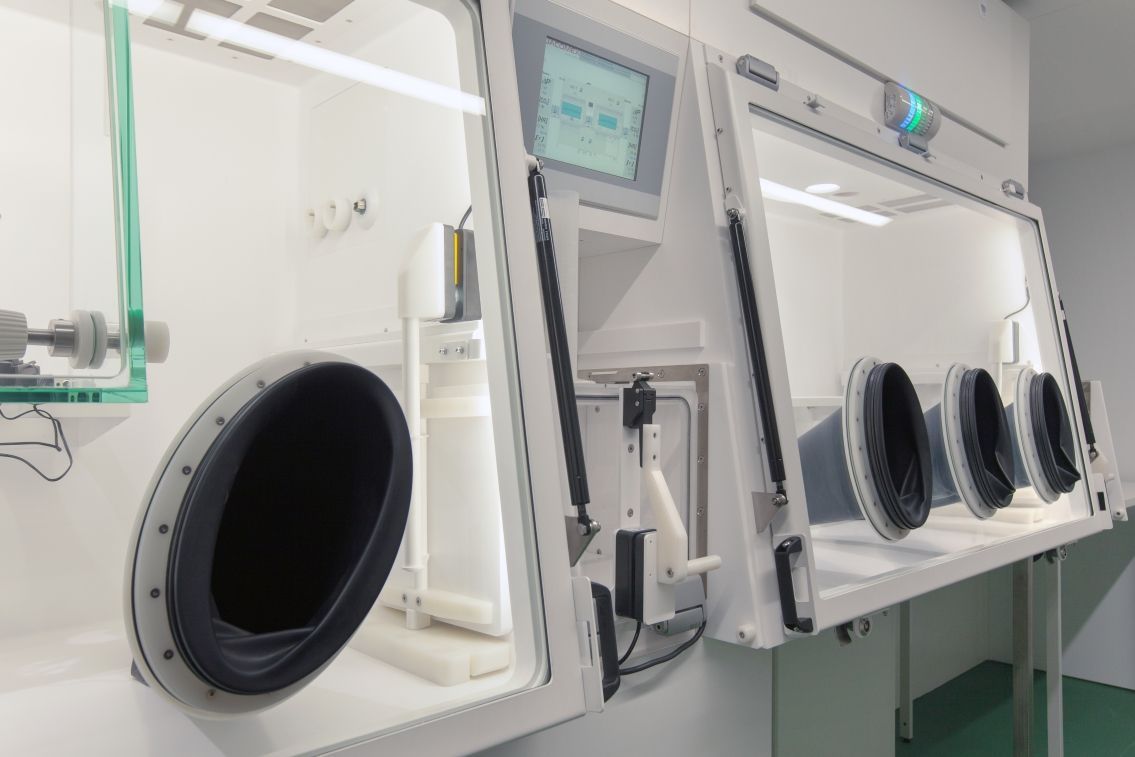 Glove boxes in the insect laboratory at Swiss TPH