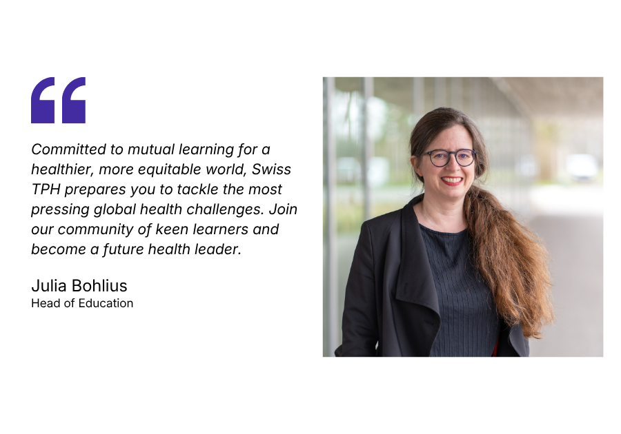 Julia Bohlius, Head of Education at Swiss TPH, speaks about how studying at Swiss TPH prepares students to tackle the most pressing global health challenges. (Photo: J. Pelikan/Swiss TPH)