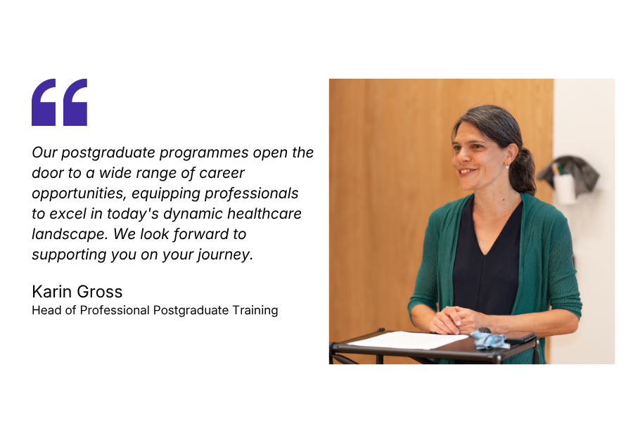 Karin Gross, Head of Professional Postgraduate Training at Swiss TPH, speaks about how our programmes unlock diverse career opportunities and equip students to thrive in today's dynamic healthcare landscape. (Photo: Swiss TPH)