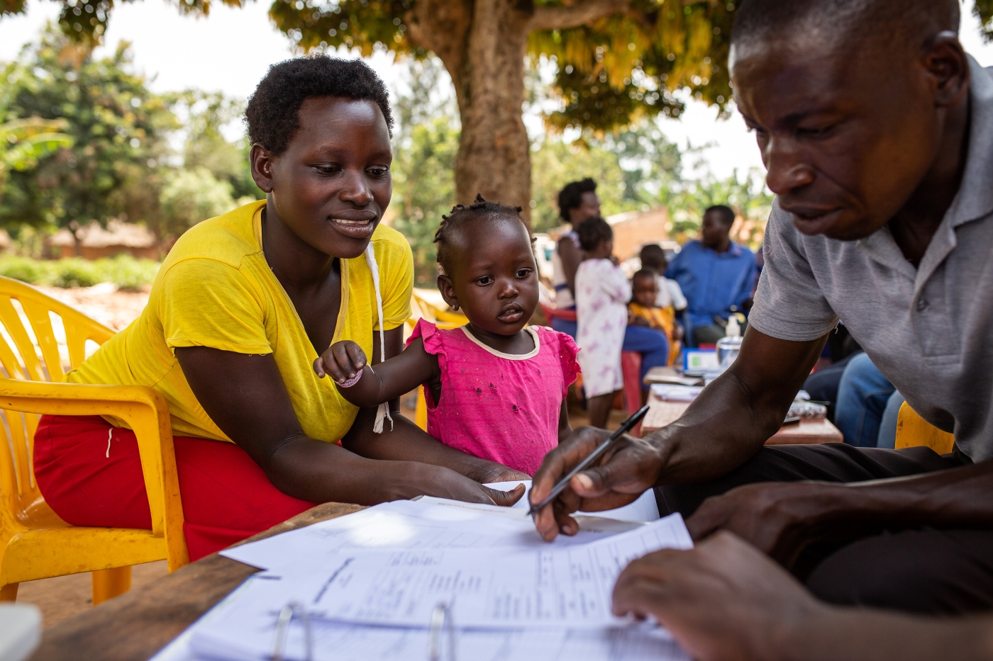  A young girl receives treatment as part of the first treatment delivery of the new pediatric medication in Bugiri District in Uganda. Photo credit: Kibuuka Makisa/Candid Local