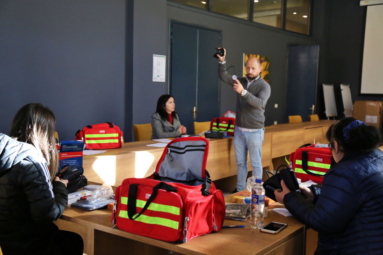 Health workers are trained in how to use the new medical kits