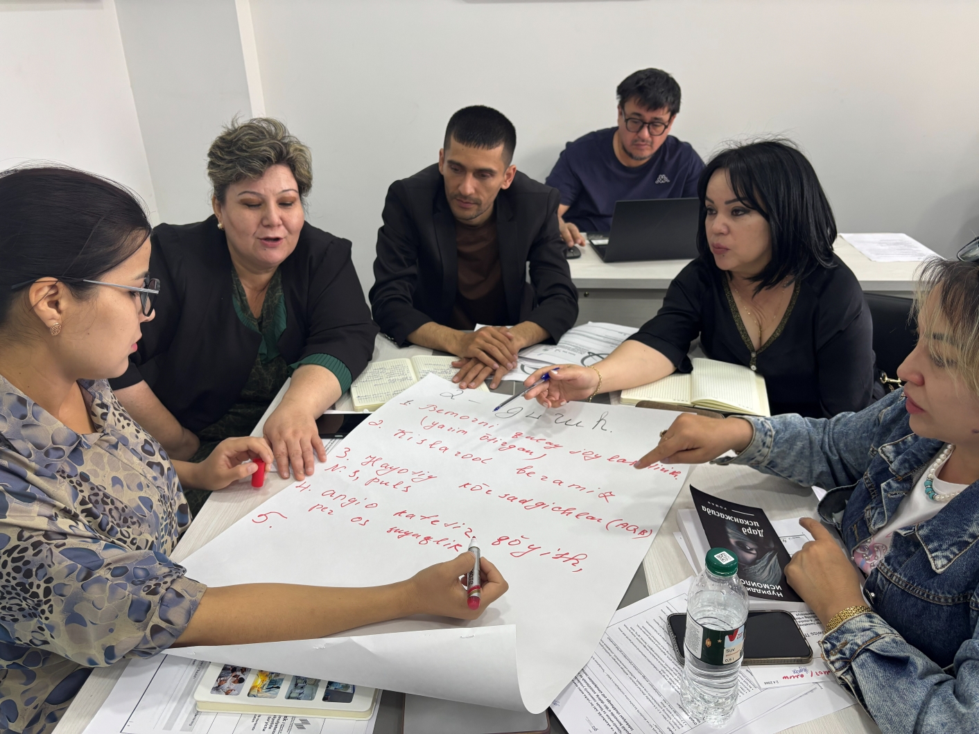Training participants work in groups to develop a checklist based on a clinical case scenario.