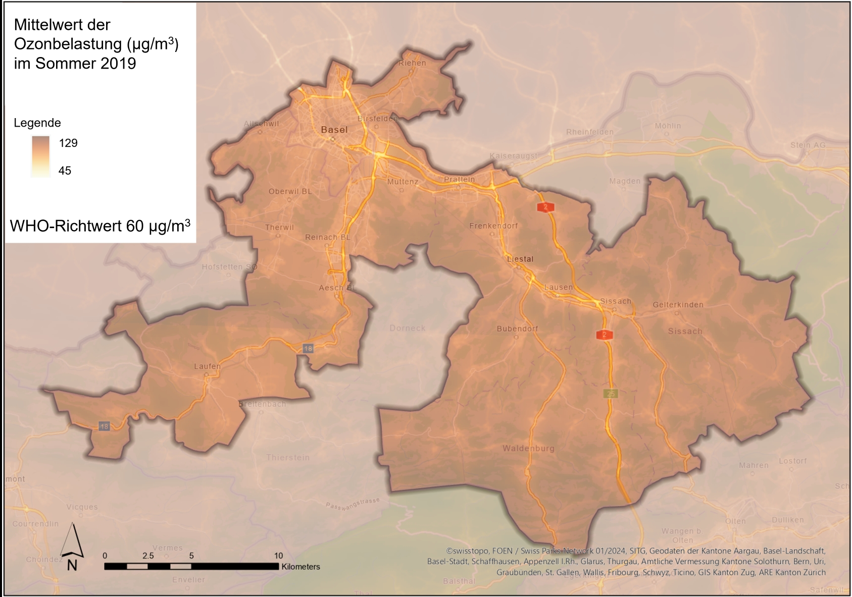 Ozonbelastung in der Luft